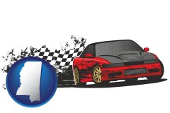 mississippi map icon and auto racing