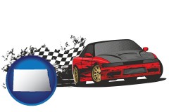 north-dakota map icon and auto racing