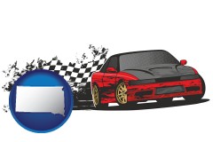 south-dakota map icon and auto racing